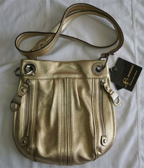 b makowsky metalic leather gold fabric lining|bruce makowsky purses.